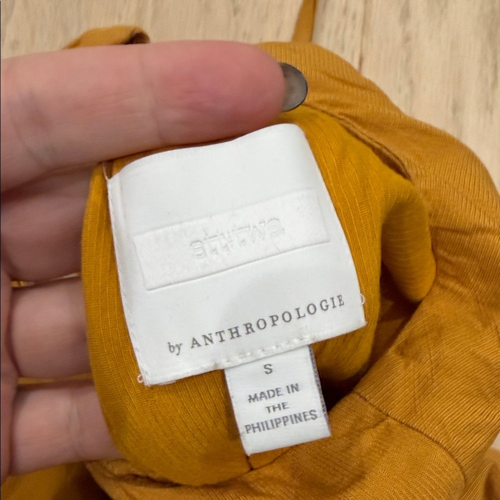 Anthropologie Mustard Jumpsuit with Tie Straps - Picture 2 of 3